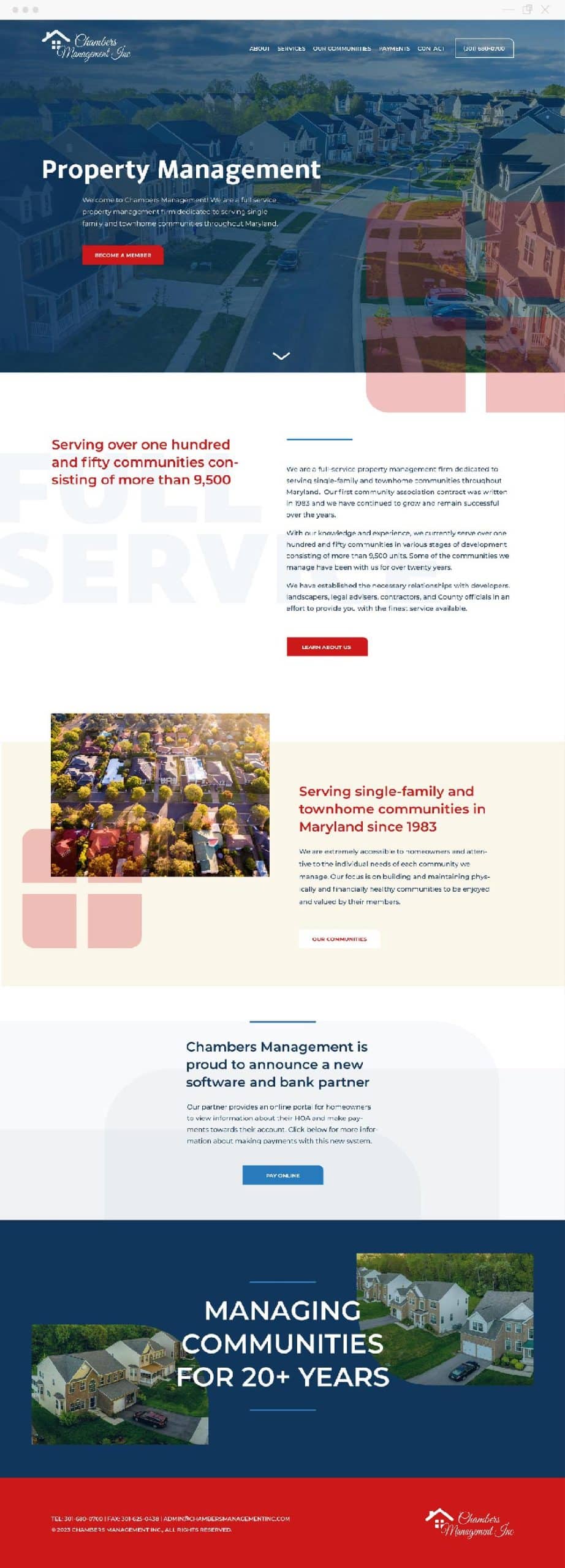 Chambers Management Inc., Home Page Website Design